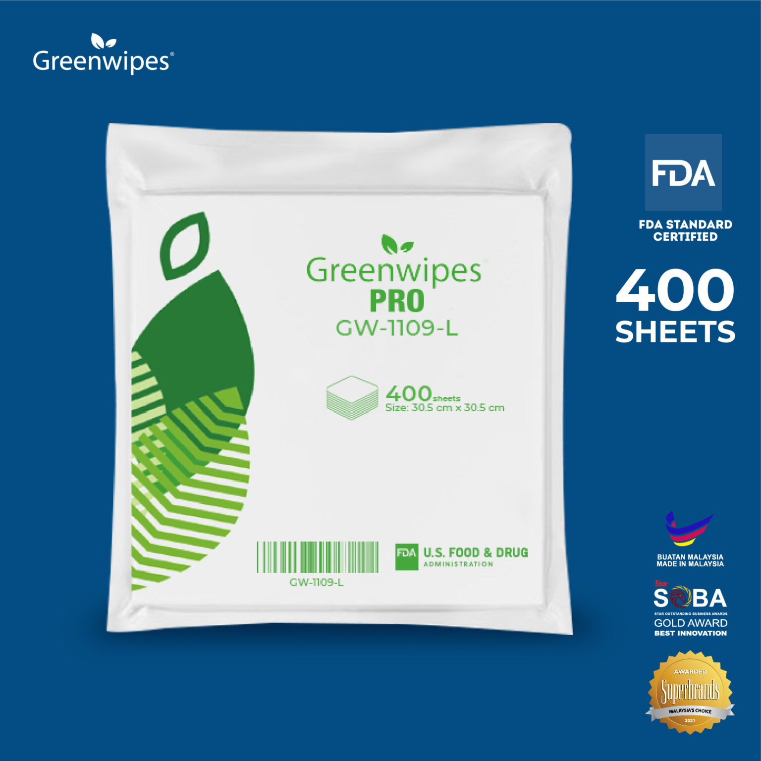 GW1109 Greenwipes® PRO Cleanroom Wipes Greenwipes® Malaysia