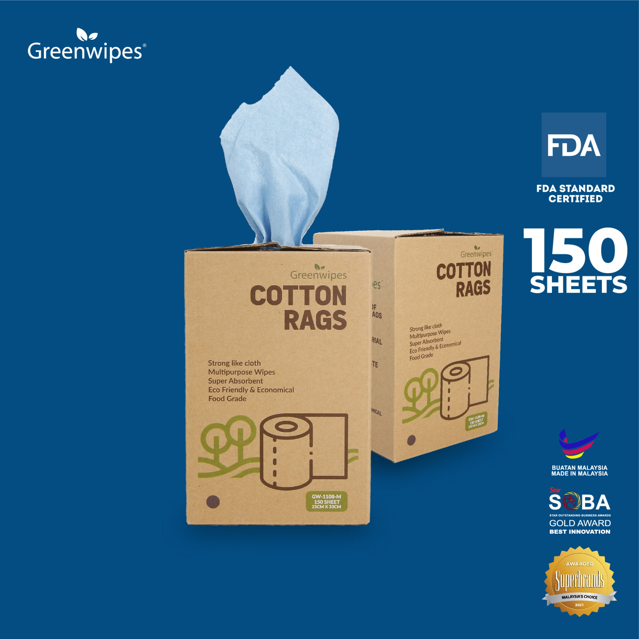 Wopes Rag Greenwipes Cotton Rags 20kg - Kain Buruk Replacement